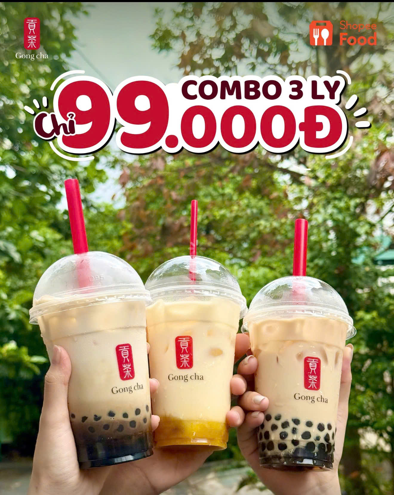 GONGCHA | 🥤 SIÊU SALE 10.10 – GONG CHA KHAO COMBO 3 LY CHỈ TỪ 99K!!