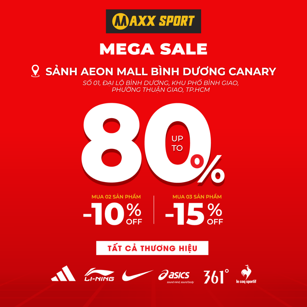 MAXXSPORT SALE TỚI 80% TẠI SẢNH TRUNG TÂM AEON MALL BÌNH DƯƠNG CANARY