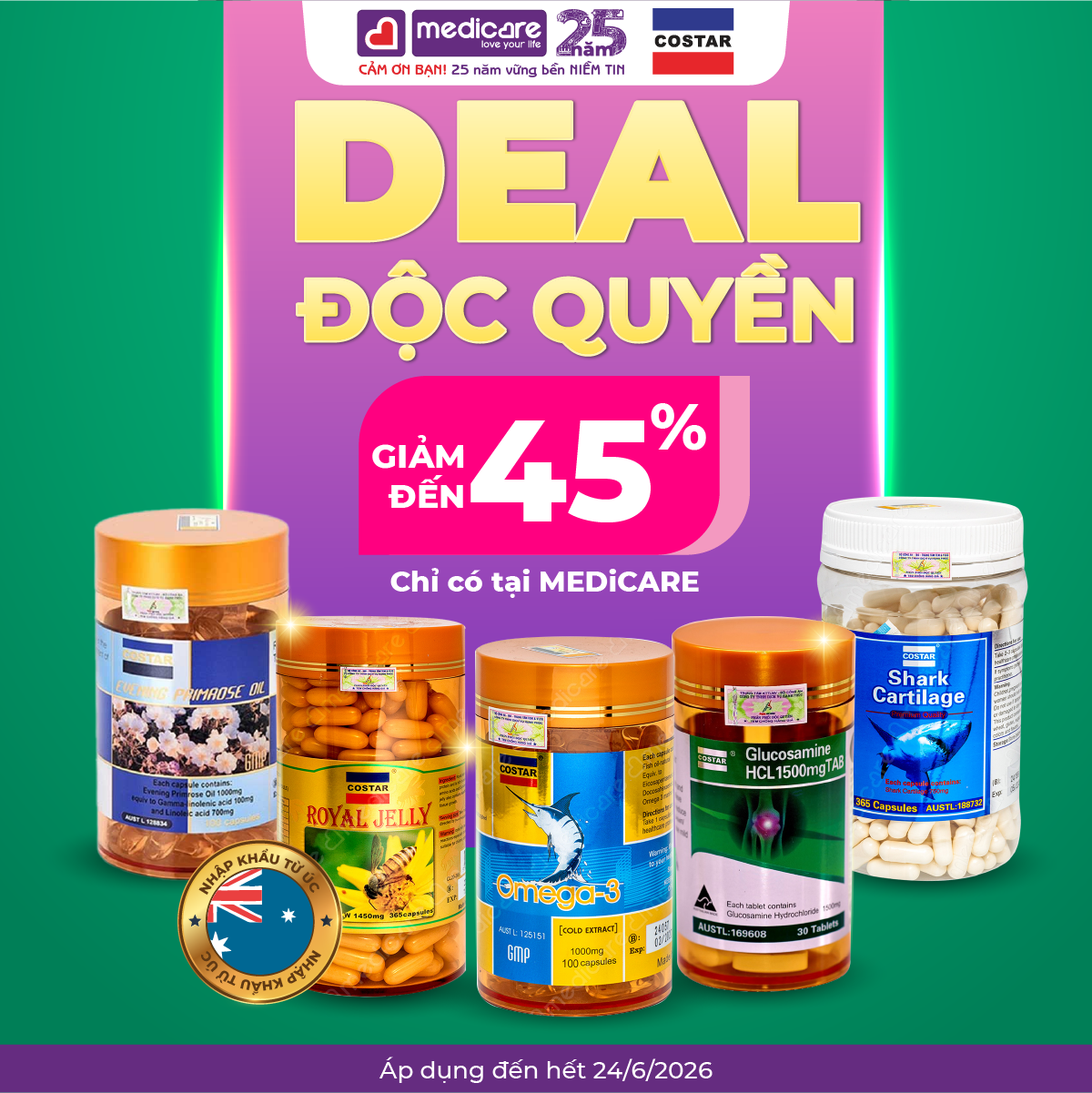 MEDiCARE - DEAL ĐỘC QUYỀN - GIẢM 45% TẤT CẢ SẢN PHẨM COSTAR