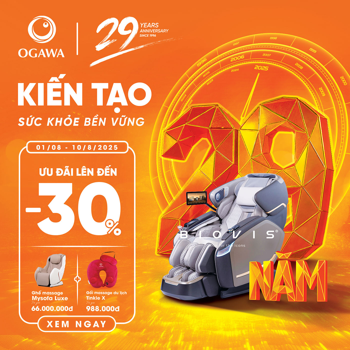 OGAWA - 29 NĂM CHĂM SÓC SỨC KHỎE – NGÀN ƯU ĐÃI TRI ÂN