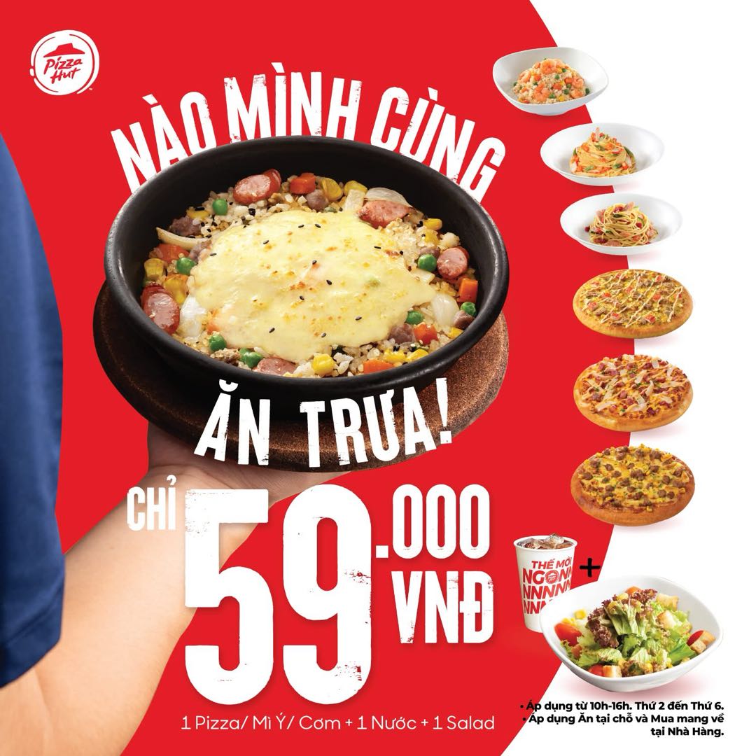 PIZZA HUT | 😮‍💨 No Cả Bụng, Vui Cả Ví  🤟🎊 MENU LUNCH Đồng Giá Chỉ 59K
