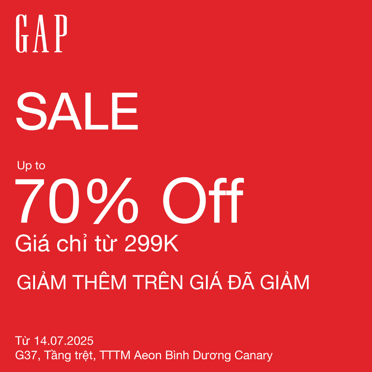 GAP I END OF SEASON SALE - ƯU ĐÃI LÊN ĐẾN 70%