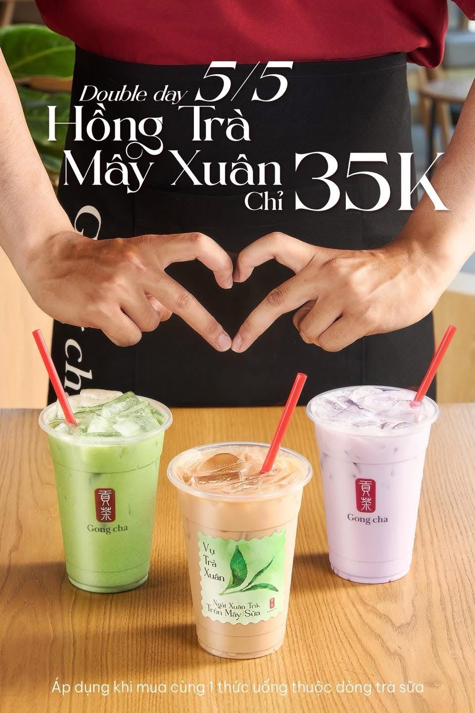 GONGCHA | 🎉 DOUBLE DAY 5/5 – Ngày đôi ưu đãi tuyệt đối!