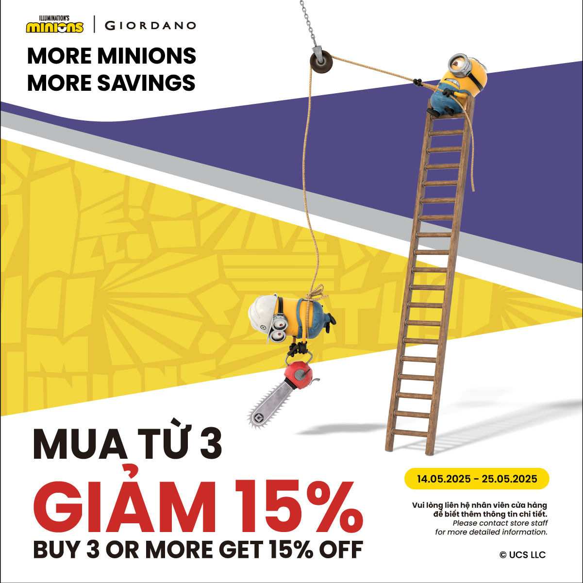 GIORDANO I MORE MINIONS - MORE SAVINGS: MUA TỪ 3 GIẢM 15%!