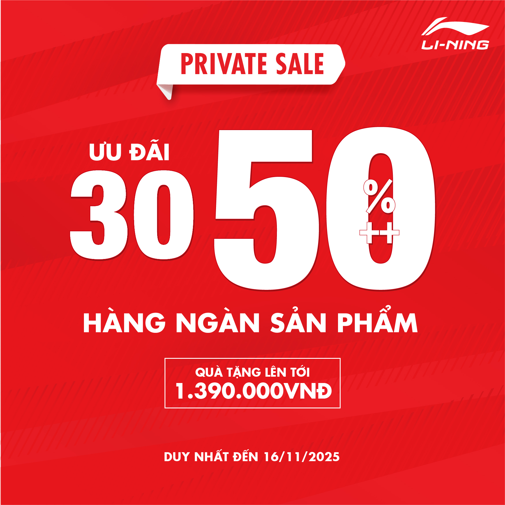 LI-NING PRIVATE SALE – ƯU ĐÃI SỐC 30-50%++