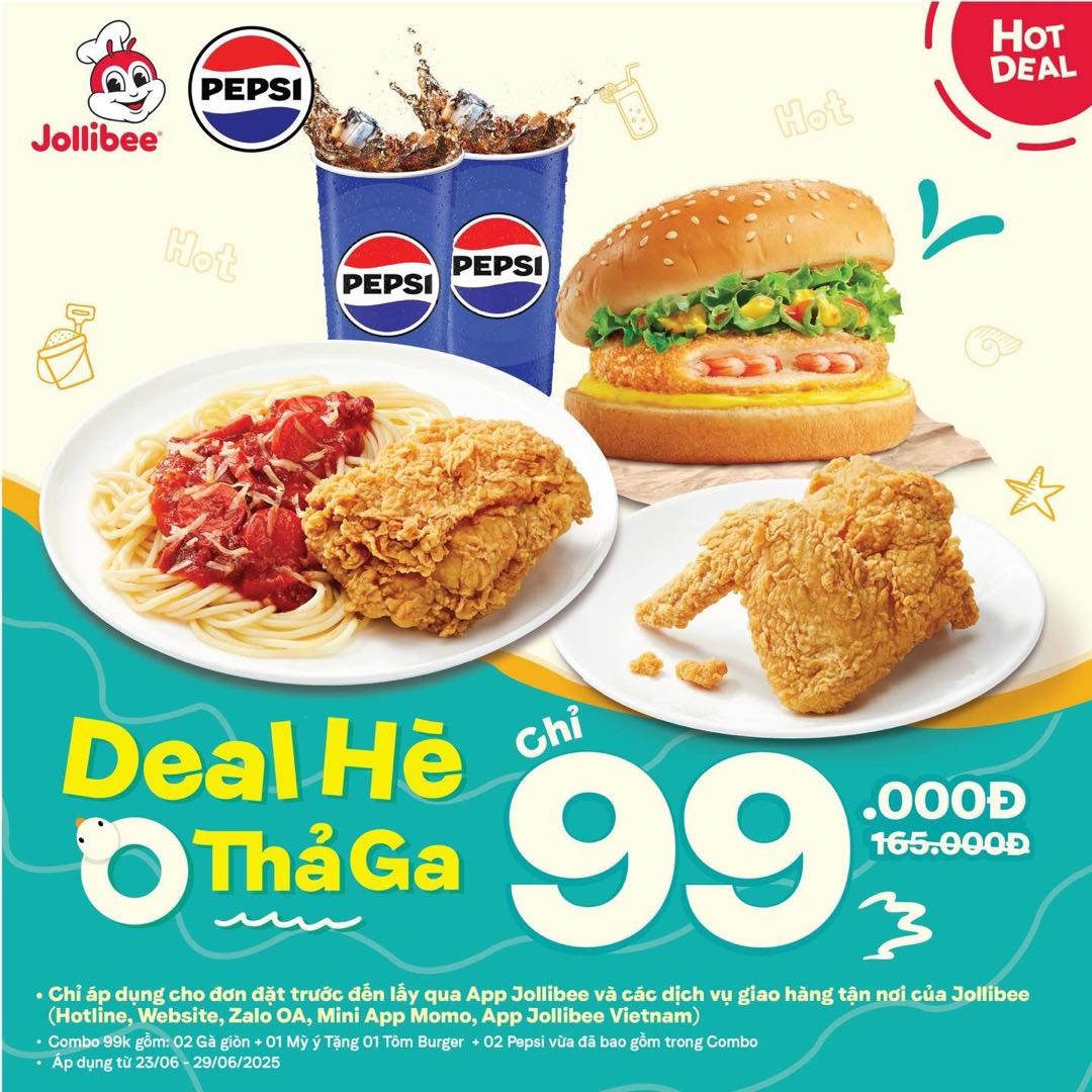 JOLLIBEE | Hè tới rồi nè các Jollifans ơi!! Bee tung Deal Hè Thả Ga chỉ 99.000đ