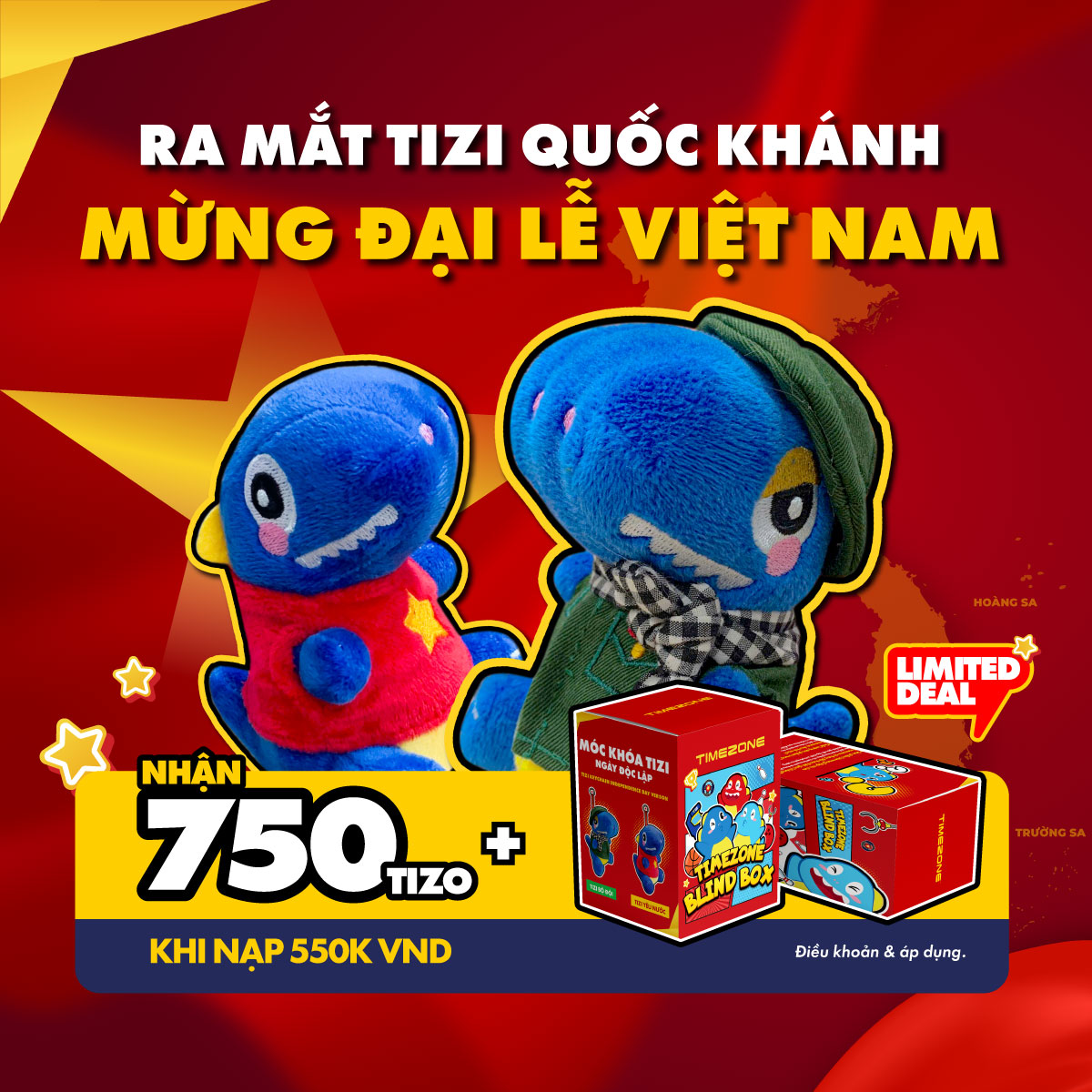 TIMEZONE - NẠP 550K VND NHẬN NGAY 750 TIZO VÀ 01 BLINDBOX TIZI NGẪU NHIÊN