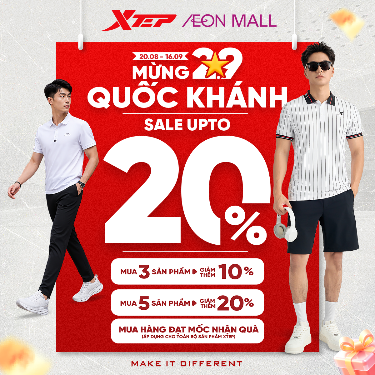 XTEP - MỪNG QUỐC KHÁNH 2/9 | ƯU ĐÃI LỚN - MUA SẮM THẢ GA