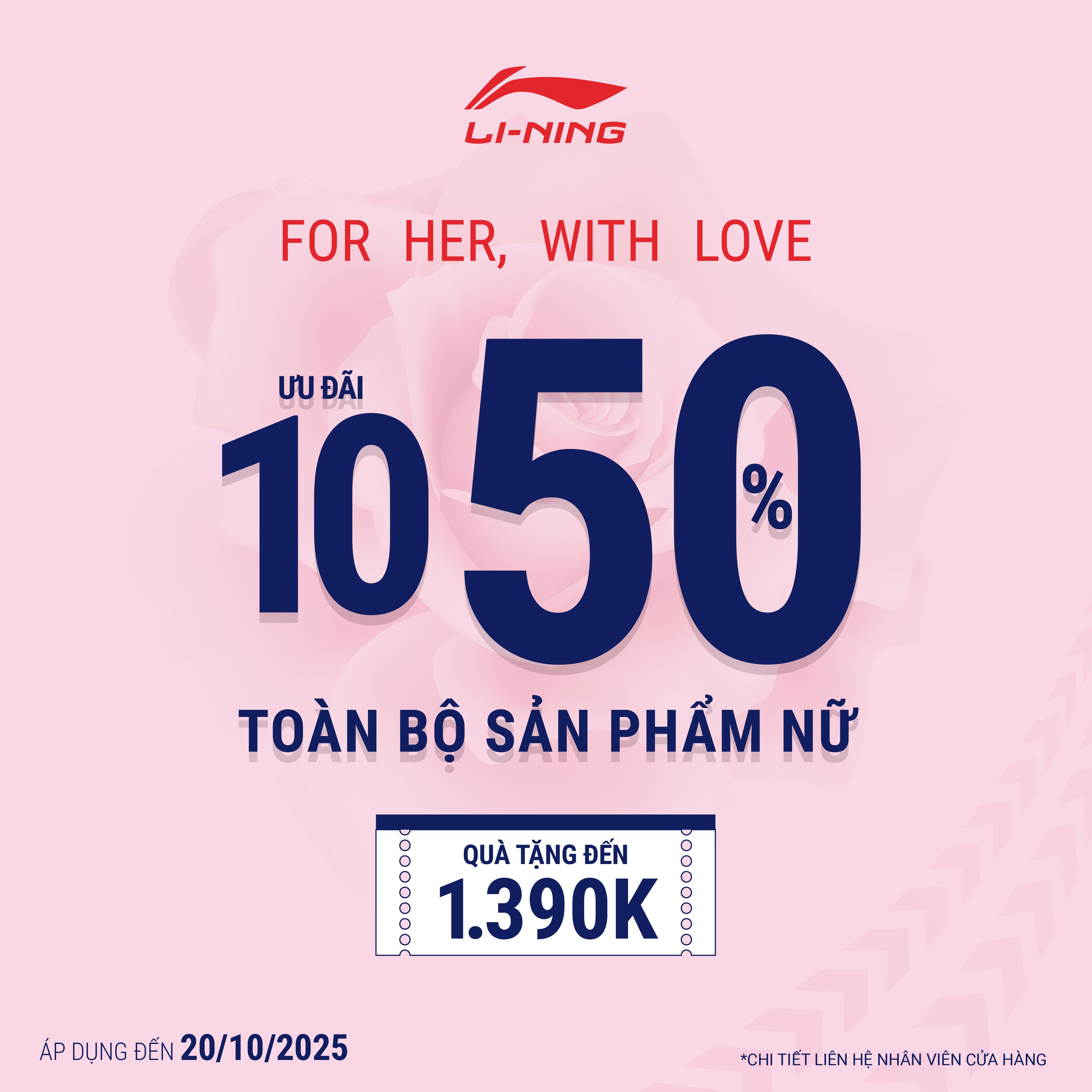 LI-NING - FOR HER, WITH LOVE  – ƯU ĐÃI NGỌT NGÀO LÊN ĐẾN 50%