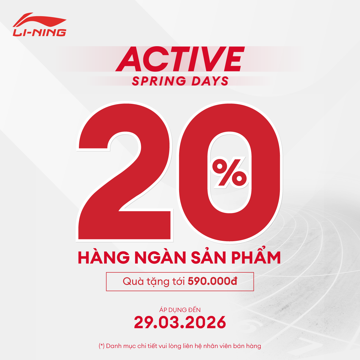 LI-NING - ACTIVE SPRING DAYS - ƯU ĐÃI MÙA XUÂN GIẢM 20% HÀNG NGÀN SẢN PHẨM - QUÀ TỚI 590K