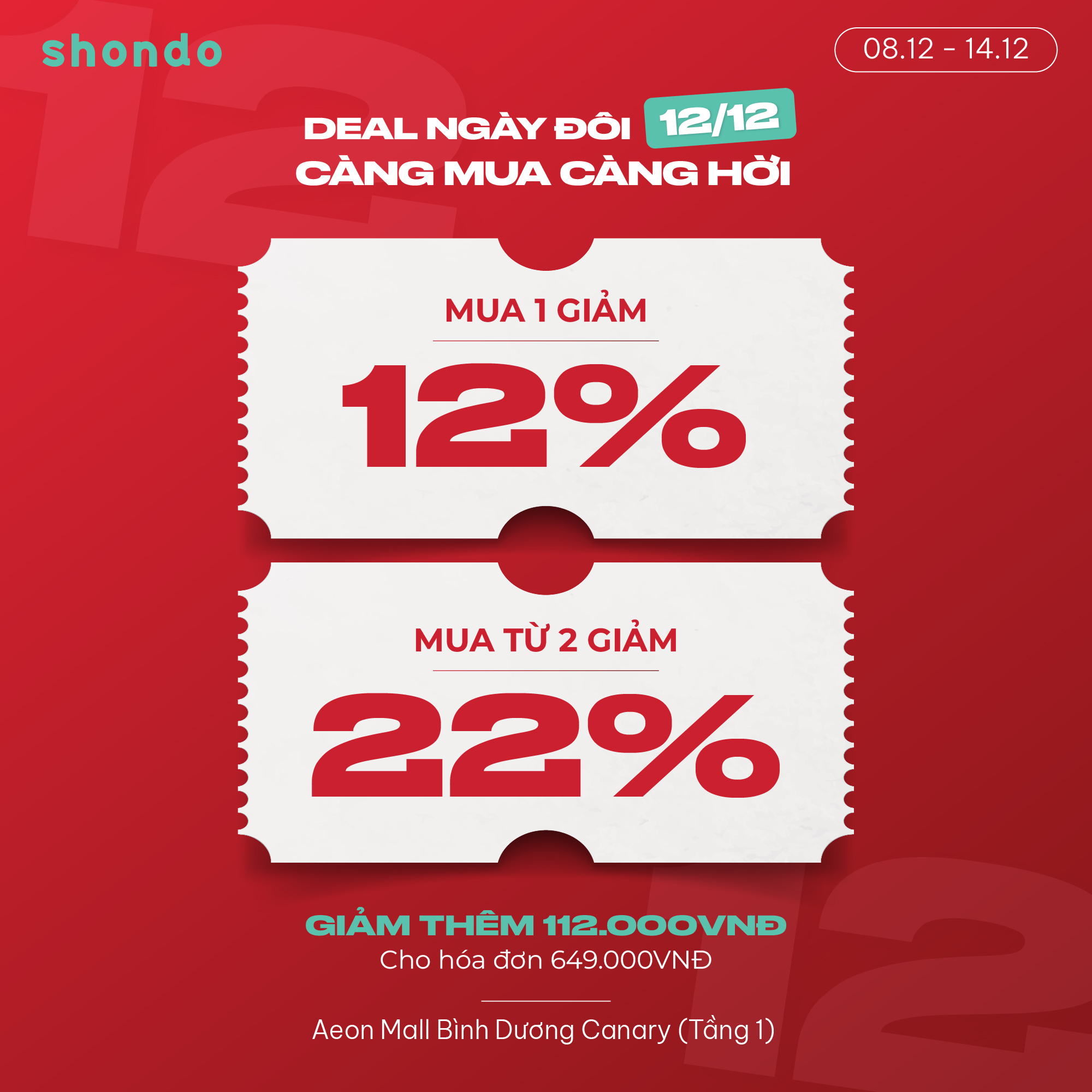 SHONDO I DEAL NGÀY ĐÔI 12/12