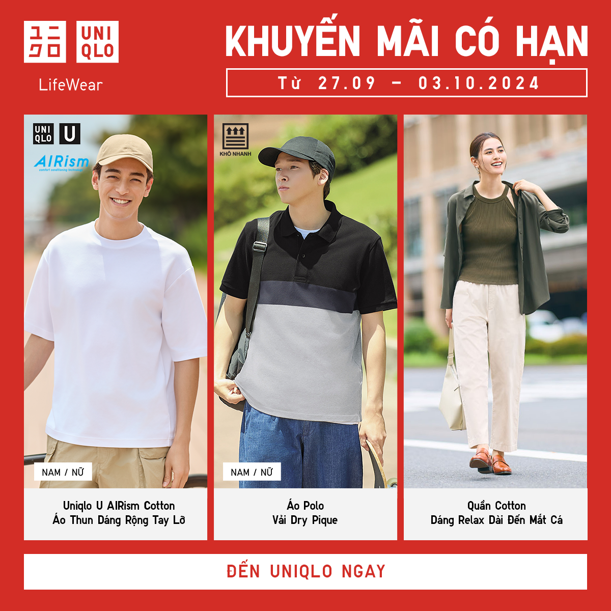 UNIQLO - KHUYẾN MÃI CÓ HẠN - CHẤT LIỆU THOẢI MÁI, NHẸ NHÀNG ĐÓN THU