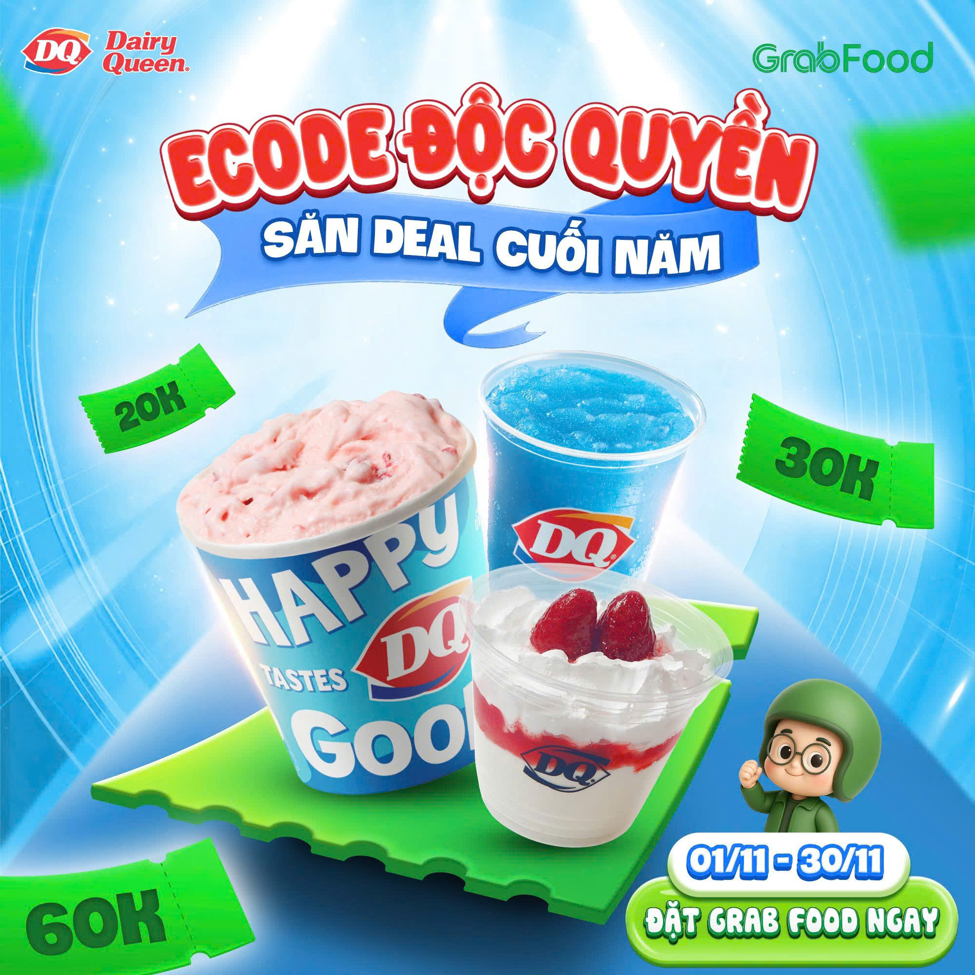 DAIRY QUEEN | DEAL XỊN NGON HẾT CỠ - HỢP TÁC DAIRY QUEEN x GRABFOOD THÁNG 11