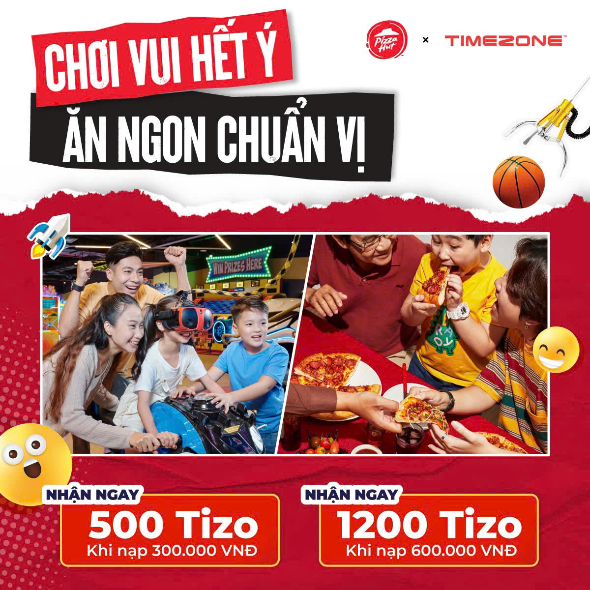 PIZZA HUT | 🎊 Ăn No Rồi, Chơi Luôn Thôi 🍕 Nhận Voucher Timezone Khi Dùng Món Tại Pizza Hut 🎊