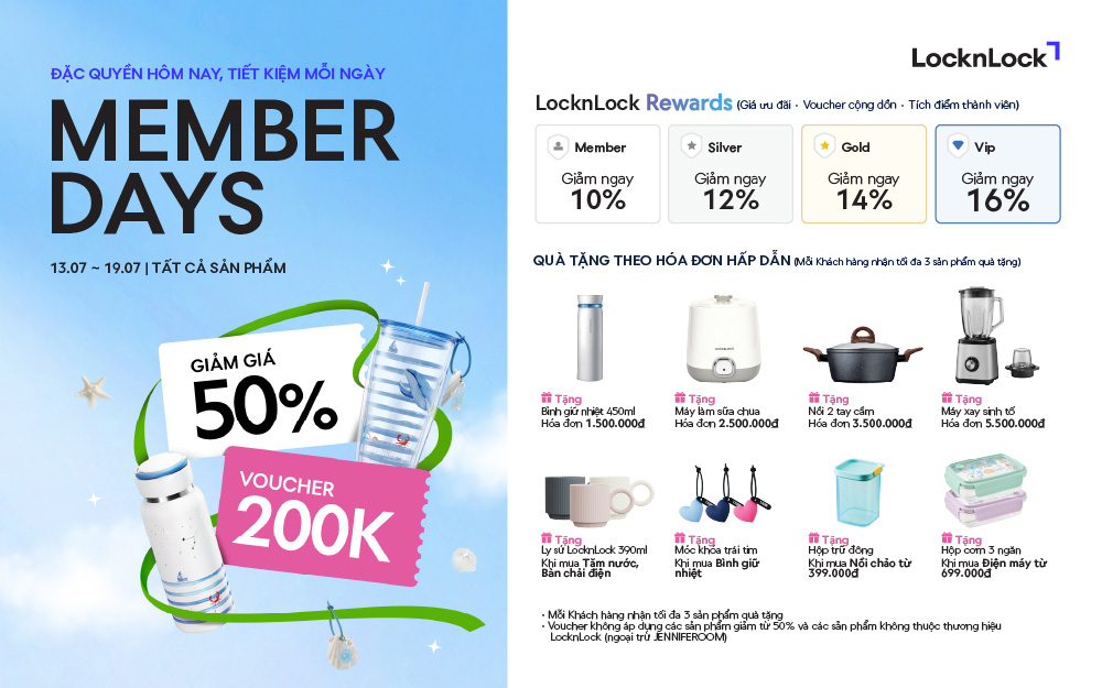 LOCKNLOCK | MEMBER DAYS THÁNG 7 | ĐẶC QUYỀN HÔM NAY – TIẾT KIỆM MỖI NGÀY