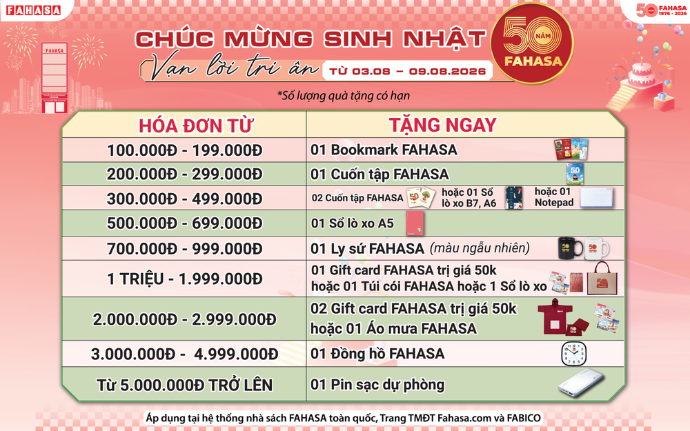 CHÚC MỪNG SINH NHẬT FAHASA 50 NĂM - VẠN LỜI TRI ÂN