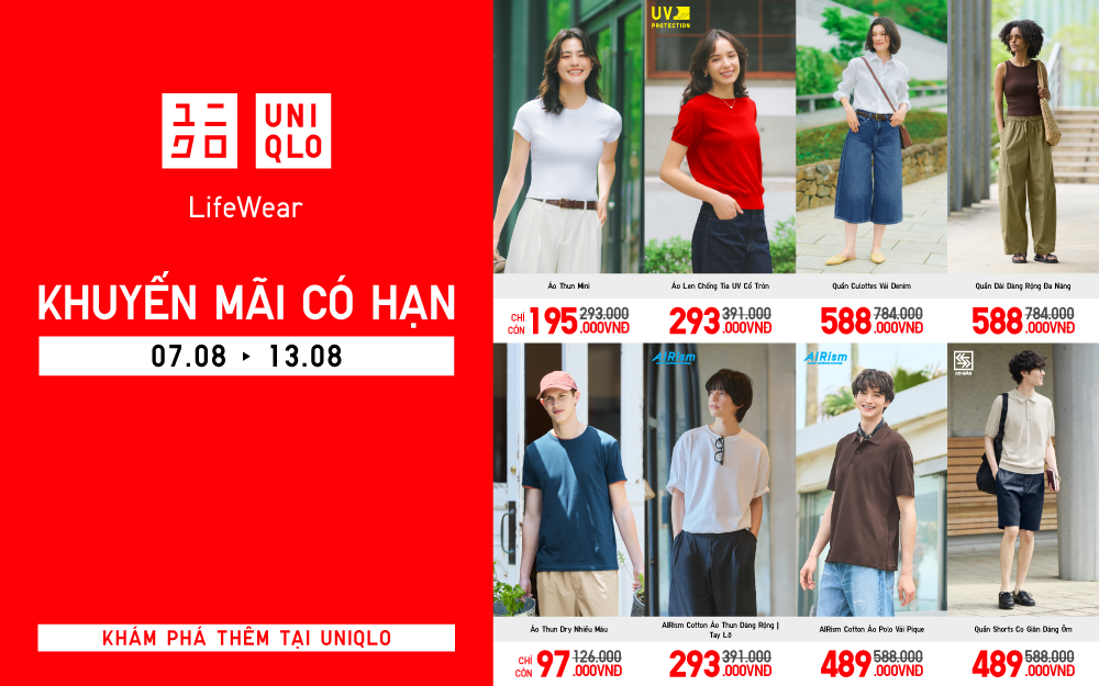 CHỈ TRONG BẢY NGÀY, "SĂN" NGAY CÁC THIẾT KẾ YÊU THÍCH VỚI ƯU ĐÃI TỪ 97.000VNĐ TẠI UNIQLO