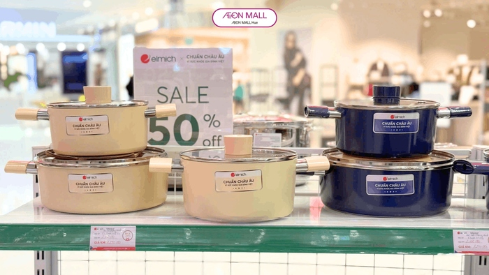 Bộ nồi chảo Elmich tại AEON MALL Huế giảm giá lên đến 50% Bộ nồi chảo là món quà 8/3 ý nghĩa