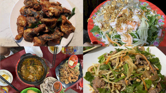 Đặc Sản H&agrave; Nội Bốn m&oacute;n ăn hấp dẫn của H&agrave; Nội: ếch chi&ecirc;n, nộm, lẩu ri&ecirc;u cua v&agrave; nem chua r&aacute;n.