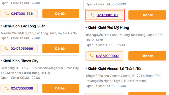 Gọi ngay Hotline để đặt bàn tại Kichi-Kichi – nhanh chóng và tiện lợi, bạn sẽ không phải chờ đợi lâu số hotline kichi kichi
