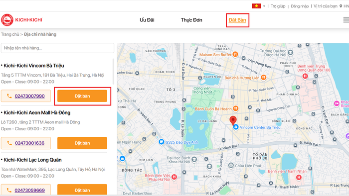 Chỉ với vài cú click, bạn đã có thể chọn giờ và chi nhánh Kichi-Kichi yêu thích đặt bàn qua website