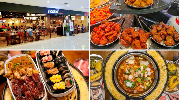 Bốn góc ảnh về nhà hàng Dookki Dookki Vietnam tại Hà Nội với không gian và các món lẩu tokbokki hấp dẫn.
