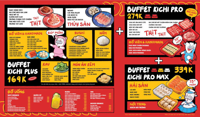 Menu đa dạng với nguyên liệu tươi ngon, hấp dẫn 