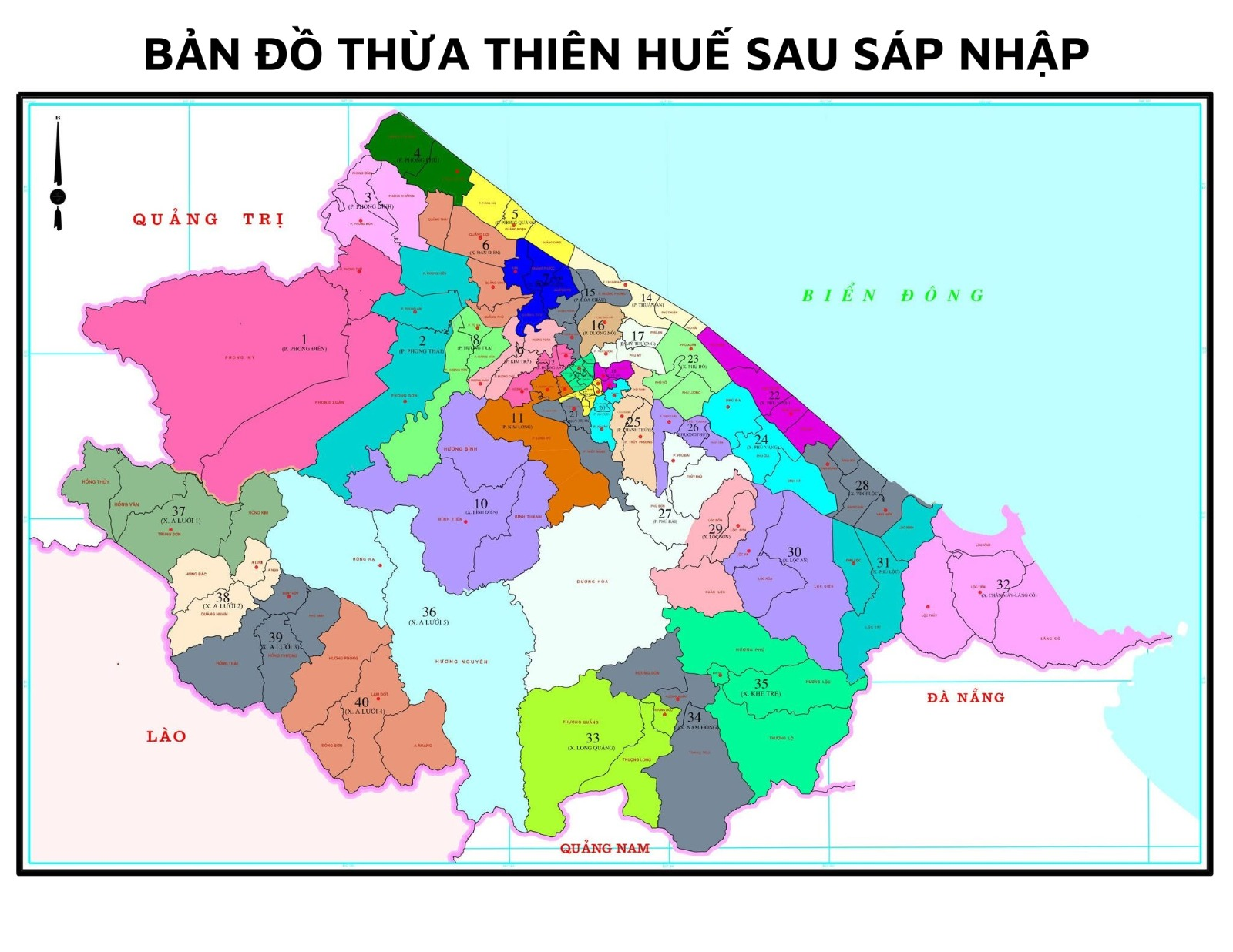 Bản đồ to&agrave;n tỉnh Thừa Thi&ecirc;n Huế sau s&aacute;p nhập