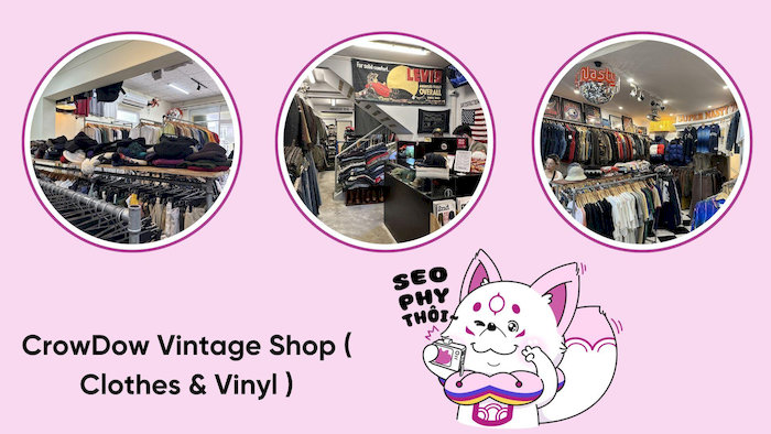 CrowDow Vintage Shop l&agrave; một cửa h&agrave;ng kết hợp giữa thời trang v&agrave; &acirc;m nhạc th&uacute; vị