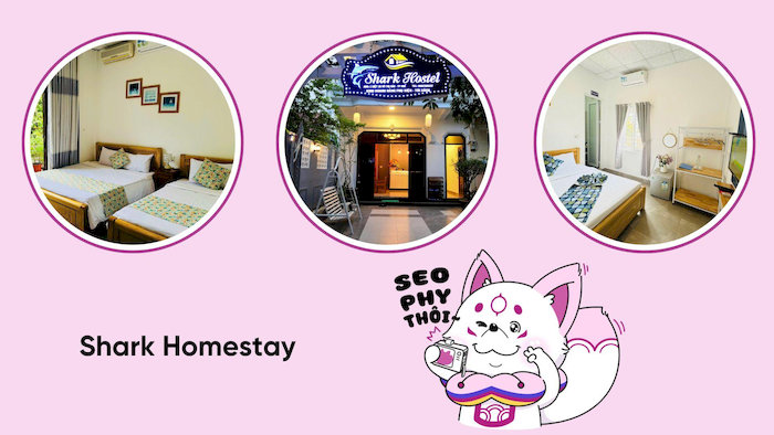 Shark Homestay c&aacute;c ph&ograve;ng nghỉ được trang tr&iacute; dễ thương, đầy đủ tiện nghi