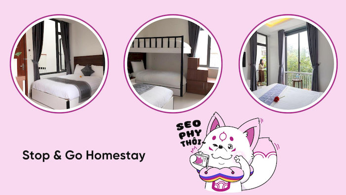 Stop & Go Homestay c&oacute; c&aacute;c ph&ograve;ng nghỉ sạch sẽ, tiện nghi cơ bản v&agrave; gi&aacute; cả phải chăng