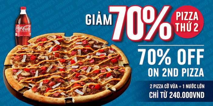 Domino’s Pizza thường có những khuyến mãi hấp dẫn giúp thực khách thưởng thức món ngon với giá tiết kiệm