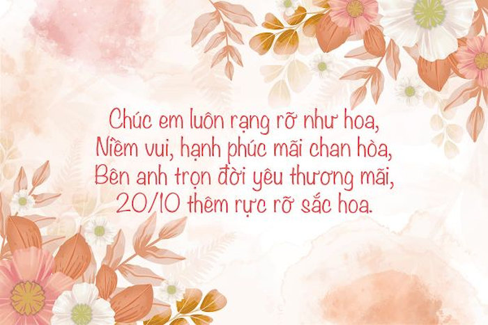 Thay vì những lời chúc đơn thuần, sử dụng lời chúc là bài thơ sẽ khiến vợ bạn bất ngờ đấy