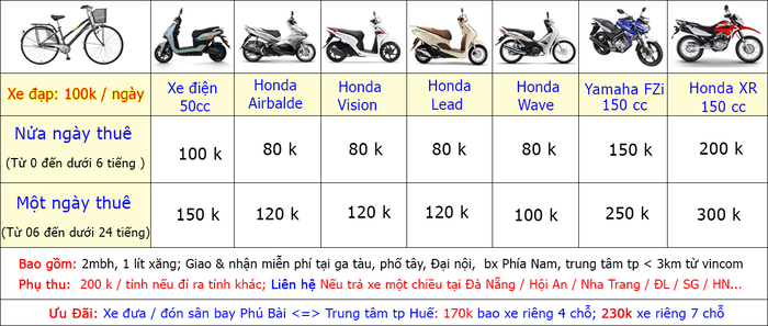 Gi&aacute; thu&ecirc; xe m&aacute;y ở Huế rẻ, hợp l&yacute;, đ&aacute;p ứng đa dạng nhu cầu&nbsp;