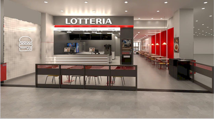 Kh&ocirc;ng gian hiện đại rộng r&atilde;i của Lotteria AEON MALL Huế.
