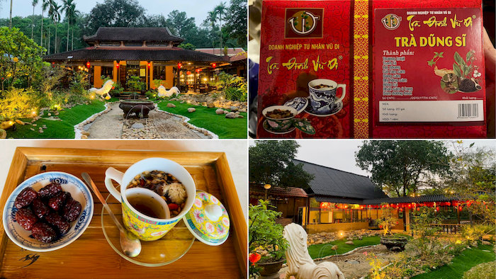 Không gian bình yên tại Vũ Di rất hoàn hảo để thưởng trà cung đình Huế