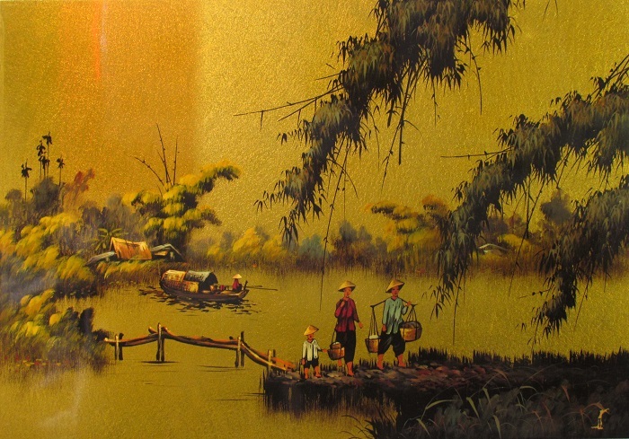 Tranh sơn m&agrave;i mỹ nghệ Huế