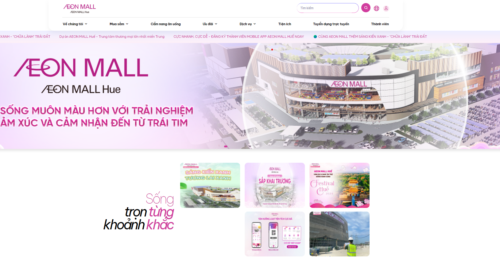 Truy cập vào website chính thức của AEON MALL Huế để cập nhật thời gian mở cửa chính xác nhất bạn nhé