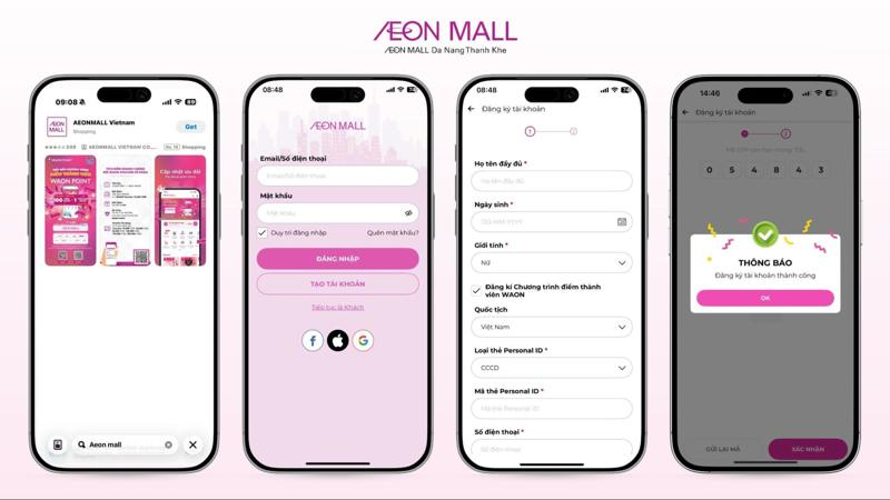 4 Bước đăng k&yacute; th&agrave;nh vi&ecirc;n AEON MALL tr&ecirc;n ứng dụng di động&nbsp;